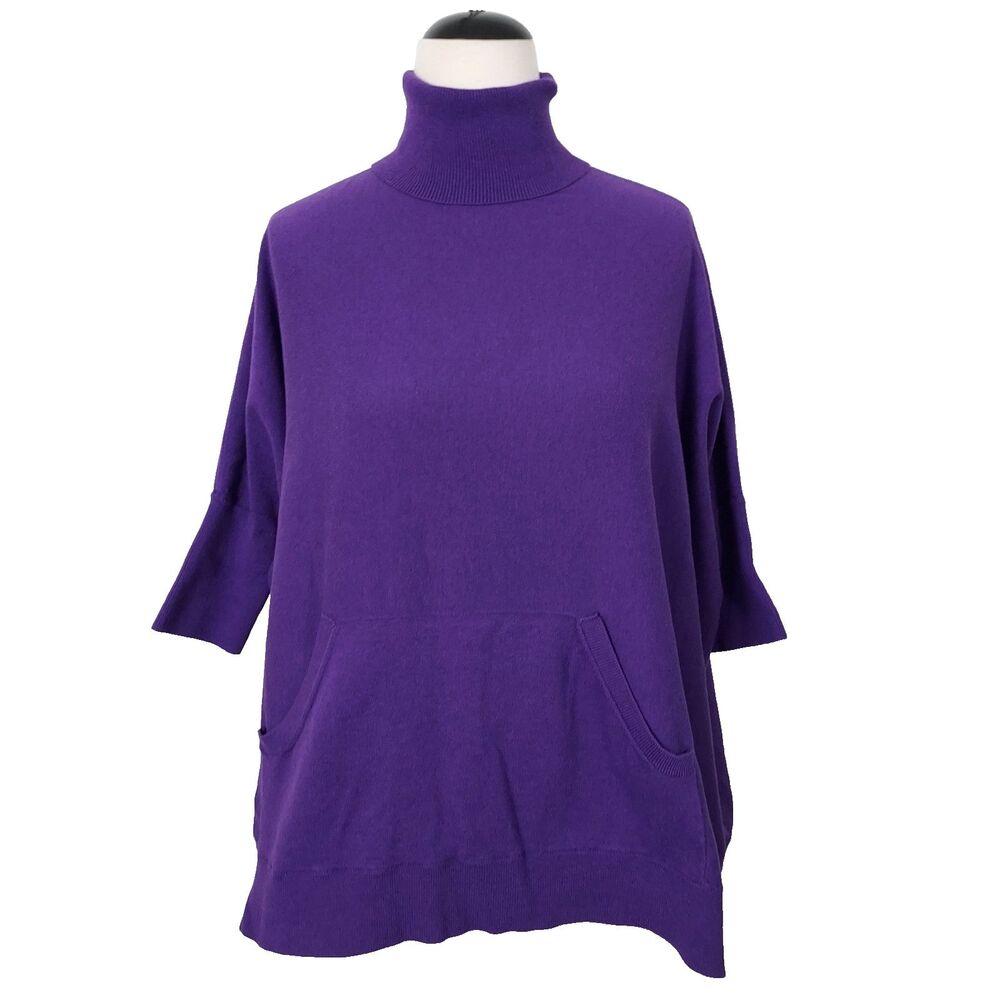 MICHAEL Michael Kors Sweater Top Boxy Oversize Turtleneck Handwarmer Women XS